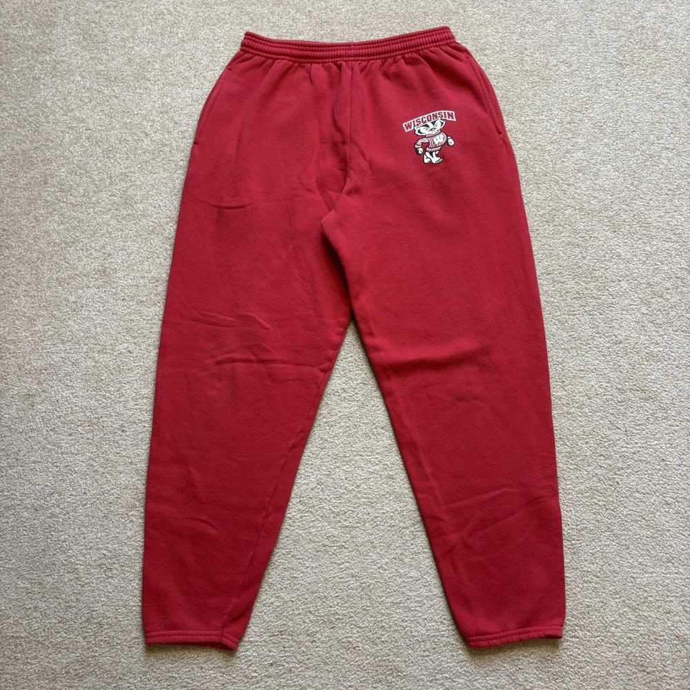 Wisconsin‎ Badgers Sweatpants Mens Small Red NCAA Football Stretch Run Fleece